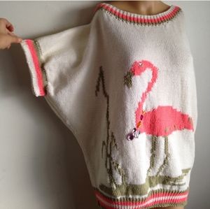 Festive Chunky Cable Knot Flamingo Sweater